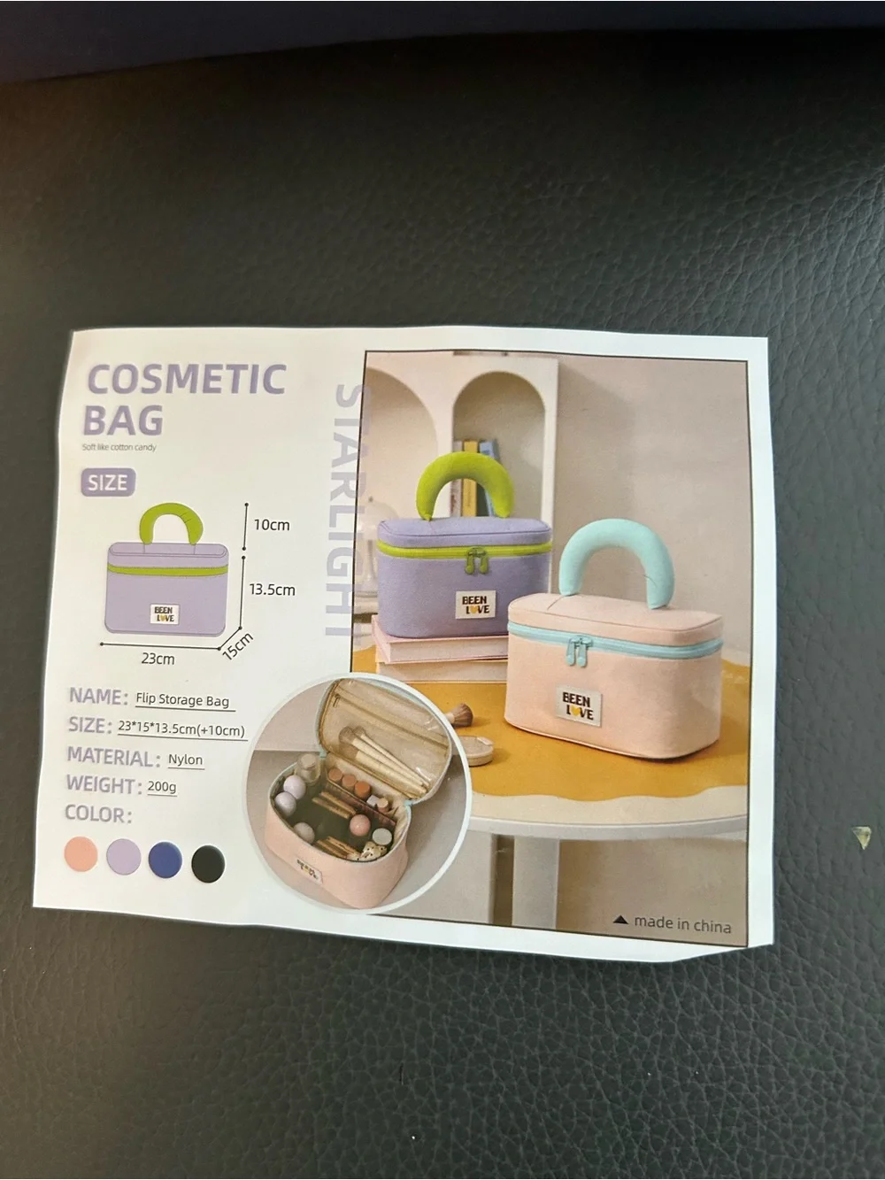 New Navy and Yellow Travel Makeup Bag with Padded Handle
